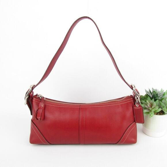 Coach Handbags - Coach Y2K Vintage Red Leather Baguette Bag